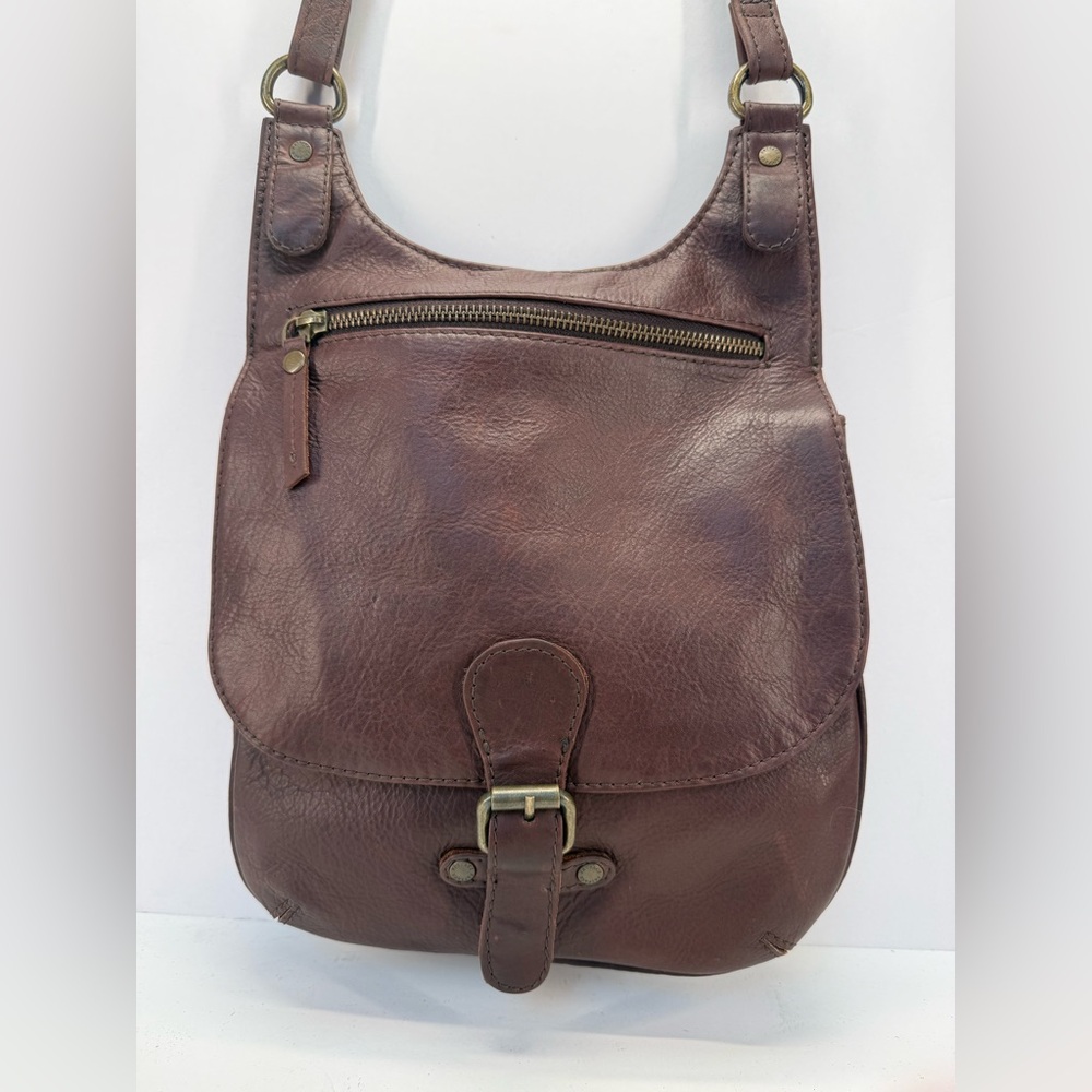 Fat Face Anna Chocolate Brown oiled Leather crossbody satchel  Bag - Picture 3 of 15